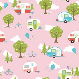 Glamper licious Flannel F7152 Pink Campers, Riley Blake 