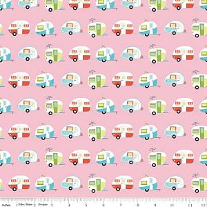 Glamperlicious C6311 Pink Mini Campers, Riley Blake 
