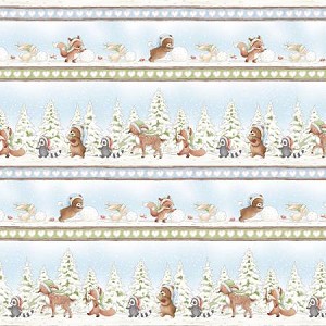 Snow Day C7552 Multi Winter Animal Stripe, Bunnies by the Bay Timeless Treasures 