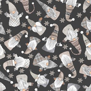 Timeless Teasures C8207 Black Snow Gnomes 