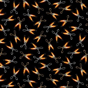 Flaming Scissors C8486 Black Timeless Treasures 