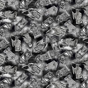 Wicked C8641 Black Tombstones Timeless Treasures 