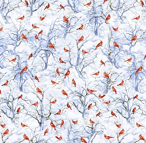 Winters Peace C8666 Red Cardinals in Snow Timeless Treasures 