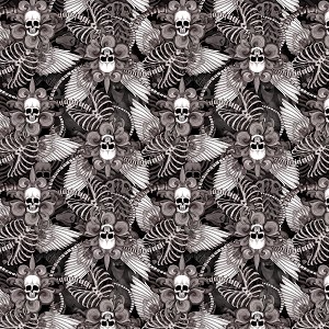 Skull C8708 Fleur De Lis Wings Timeless Treasures 