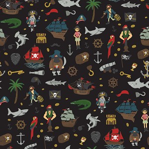 Pirates Tales C9681 Black Scatter, Riley Blake 