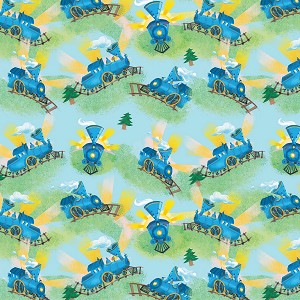 Little Engine That Could C9992 Blue Stripes Blue Riley Blake 