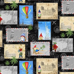 Mobile Gnomes CD2074 Black Traveling Gnome Postcard Timeless Treasures 