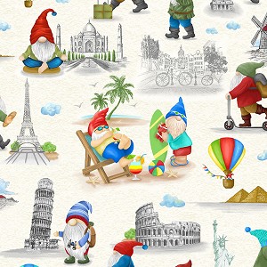 Mobile Gnomes CD2075 Cream World Sites Gnomes Timeless Treasures 