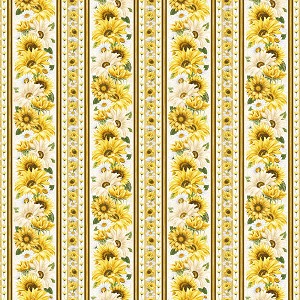 Honey Bee Farm CD2388 Cream Bee Floral 11 Inch Border Stripe Timeless Treasures 