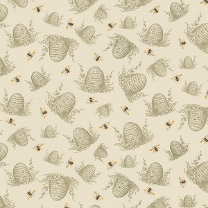 Honey Bee Farm CD2390 Beige Tossed Bee Hive Timeless Treasures 