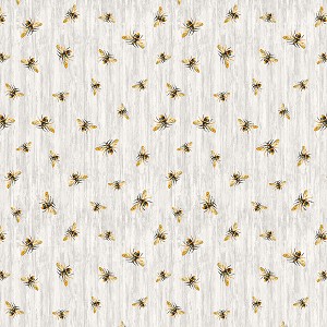 Honey Bee Farm CD2391 Grey Flying Bees on Word Texture Timeless Treasures 