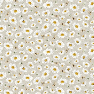 Honey Bee Farm CD2397 Grey Tossed Bee and Daisy Florals Timeless Treasures 