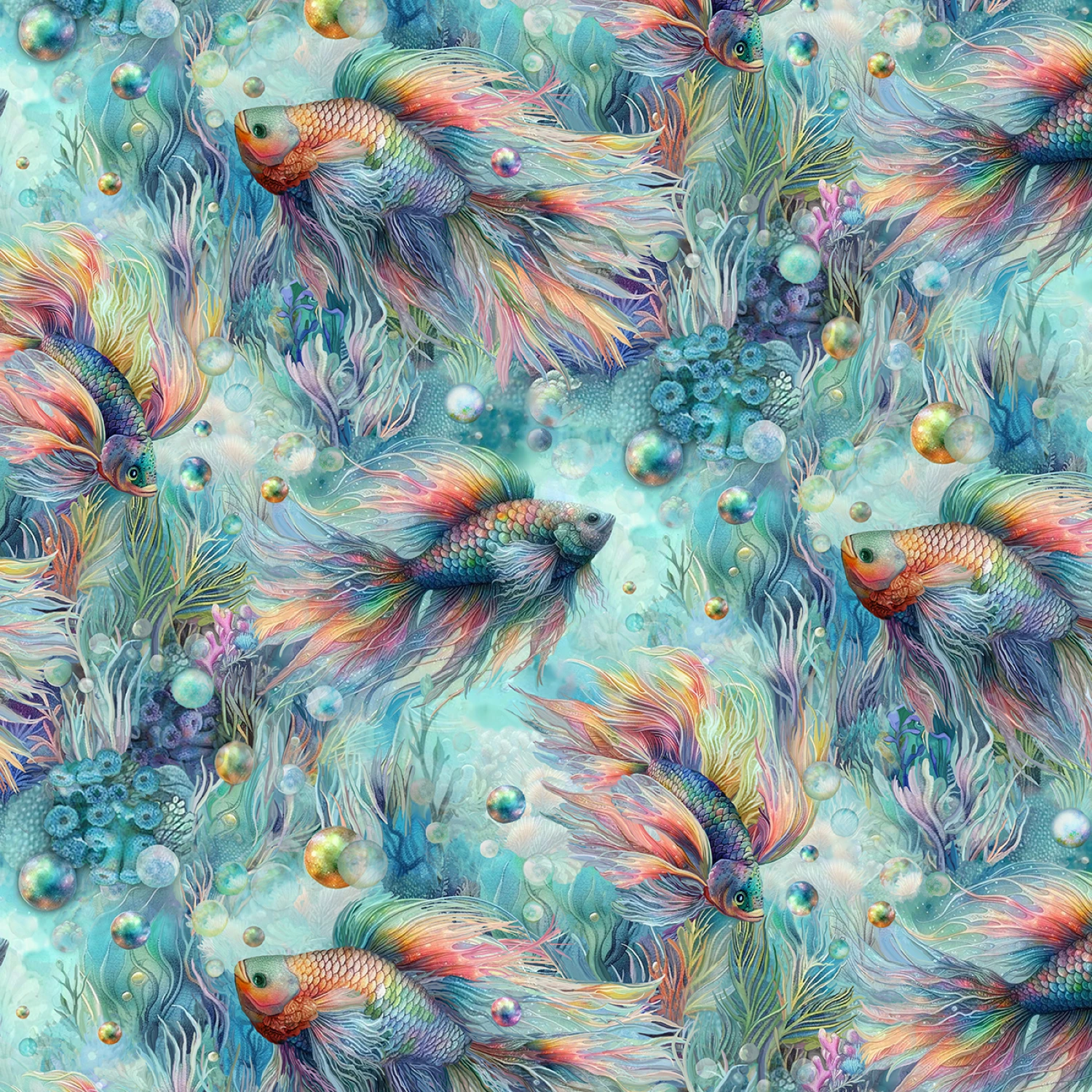 Blue Rainbow Fish CD3812 Timeless Treasures 