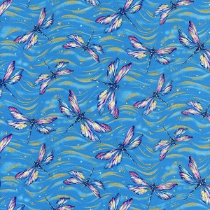 Water Dance CM8305 Dancing Dragonflies Water Timeless Treasures 