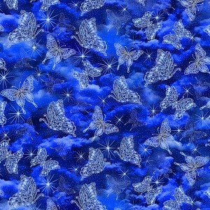 Sparkling Fairy Butterflies CM8862 Blue Timeless Treasures 