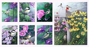 Chickadee Songbirds Digital 4493 PA Songs Panel P and B Textiles 
