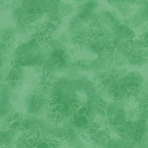 Chickadee Songbirds Digital 4496 G Light Green Tonal Flowers P and B Textiles 