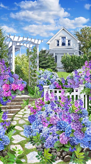 Hydrangea Cottage 24 Inch Panel Riley Blake 