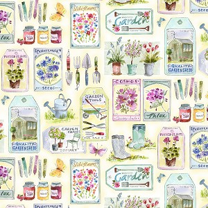 In the Garden 9485 Cream Gardening Essentials Michael Miller 