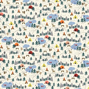 Camping Life DC10101 Cream Parks and Recreation Michael Miller 