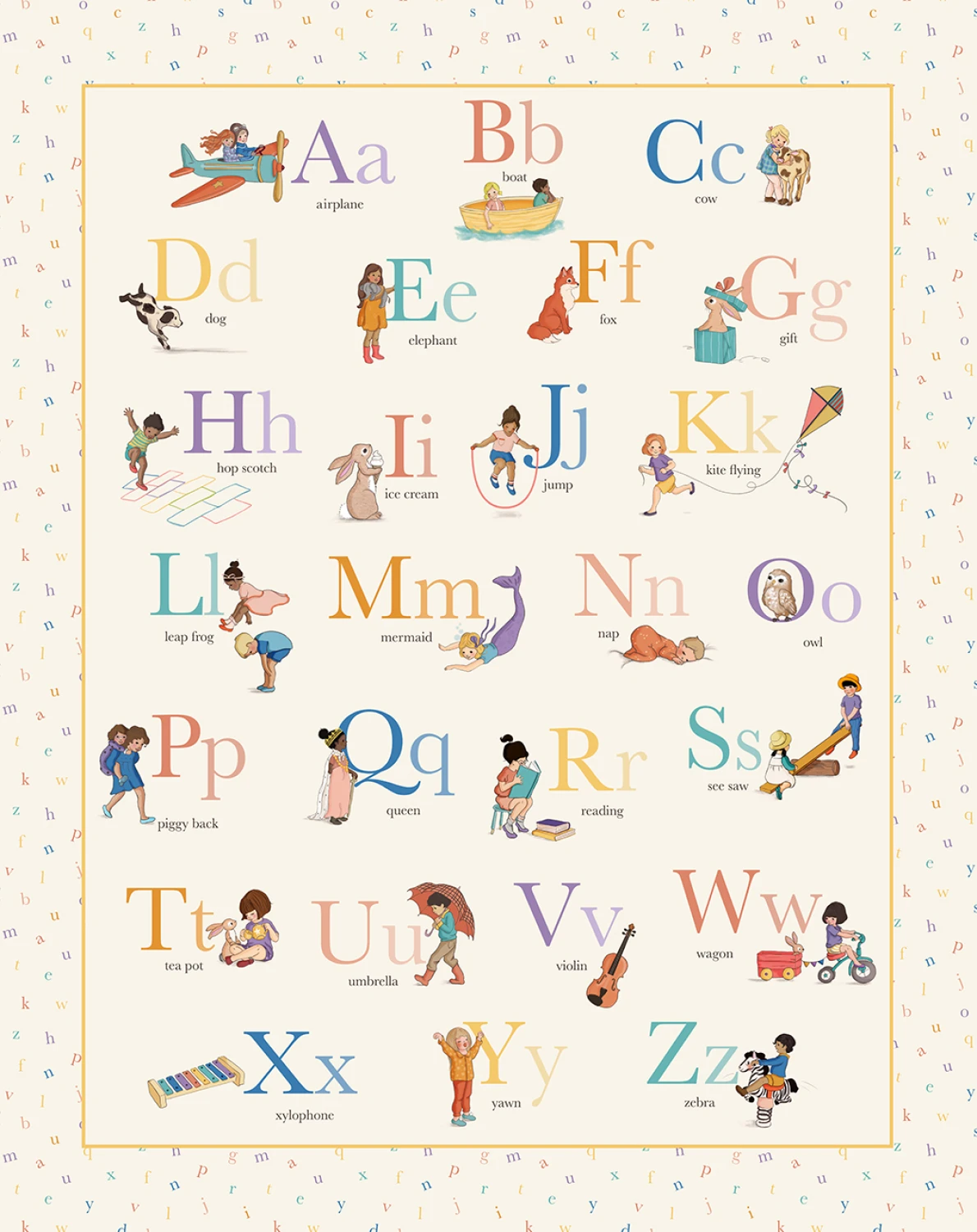 A to Z Alphabet 36 Inch Panel C12232 Michael Miller 