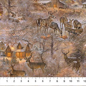 First Frost DP25381 34 Deer Allover Scenic Northcott 