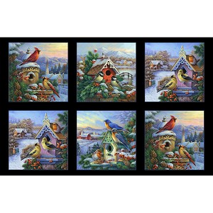 Winter Song 9409 Black Bird Panel Elizabeths Studio 
