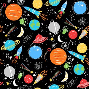 Playtime Flannel Prints F10450 J Black Space Maywood Studio 