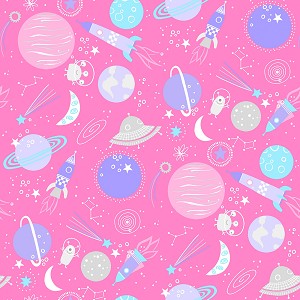 Playtime Flannel Prints F10450 P Pink Space Maywood Studio 