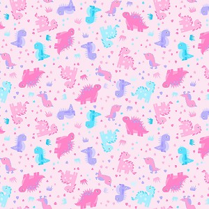 Playtime Flannel Prints F10452 P Pink Dinosaur Flannel Maywood Studio 