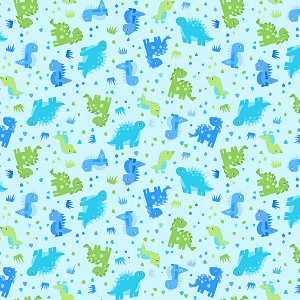 Playtime Flannel Prints F10452 Q Aqua Dinosaur Flannel Maywood Studio 