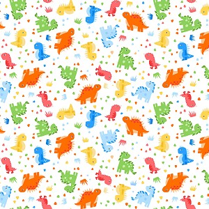 Playtime Flannel Prints F10452 W White Dinosaur Flannel Maywood Studio 
