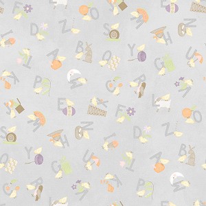 Little Chicks Flannel F10562 K Grey Alphabet Tossed Maywood Studio 