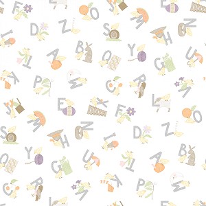 Little Chicks Flannel F10562 W White Alphabet Tossed Maywood Studio 