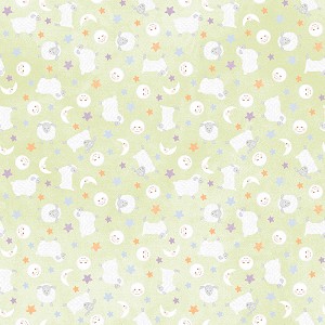 Little Chicks Flannel F10564 G Green Lambies Moons Maywood Studio 
