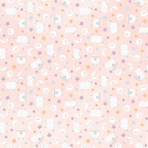 Little Chicks Flannel F10564 P Pink Lambies Moons Maywood Studio 