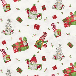 Gnome for Christmas FLANNEL F10610 Parch Tossed Gnomes Riley Blake 
