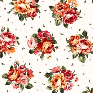 Harvest Rose Flannel F10631 E Bouquets Cream Maywood Studio 