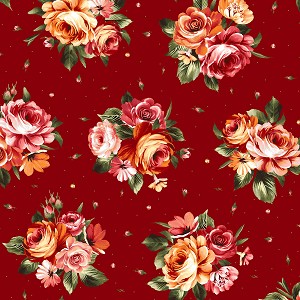 Harvest Rose Flannel F10631 R Bouquets Red Maywood Studio 