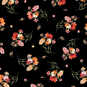 Harvest Rose Flannel F10632 J Tossed Floral Black Maywood Studio 