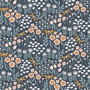 Little Swan Flannel F14693 Navy Lakeside Floral Riley Blake 