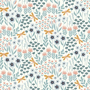 Little Swan Flannel F14693 White Lakeside Floral Riley Blake 