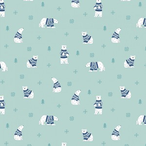 Northern Lights Flannel F15001 Glacier Polar Bears Riley Blake 