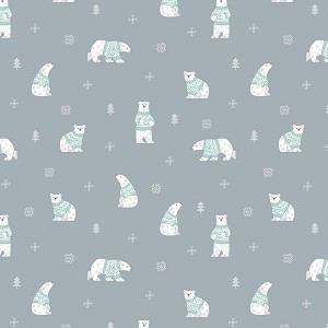 Northern Lights Flannel F15001 Steel Polar Bears Riley Blake 