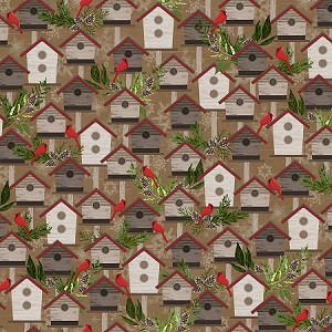 Woodland Haven Flannel F1733 33 Birdhouses, Henry Glass 