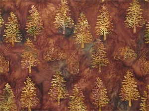 A Hoffman Bali Batik Minnesota Charms F2107-51 Chestnut Ax/Trees 