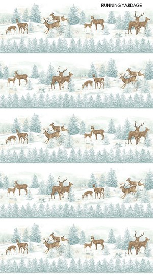 Frosted Woodland Flannel F23630 42 Border, Northcott 