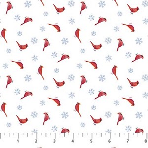 Little Donkeys Christmas Flannel F25330 10 White Multi Cardinals Northcott 