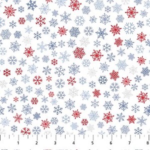 Little Donkeys Christmas Flannel F25332 10 White Multi Snowflakes Northcott 