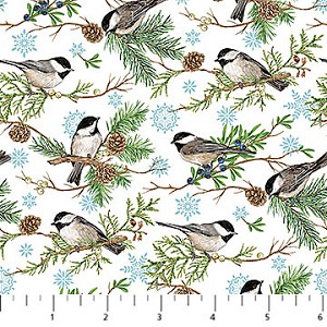 Woodland Woolies Flannel F27263 10 Chickadee Light Northcott 